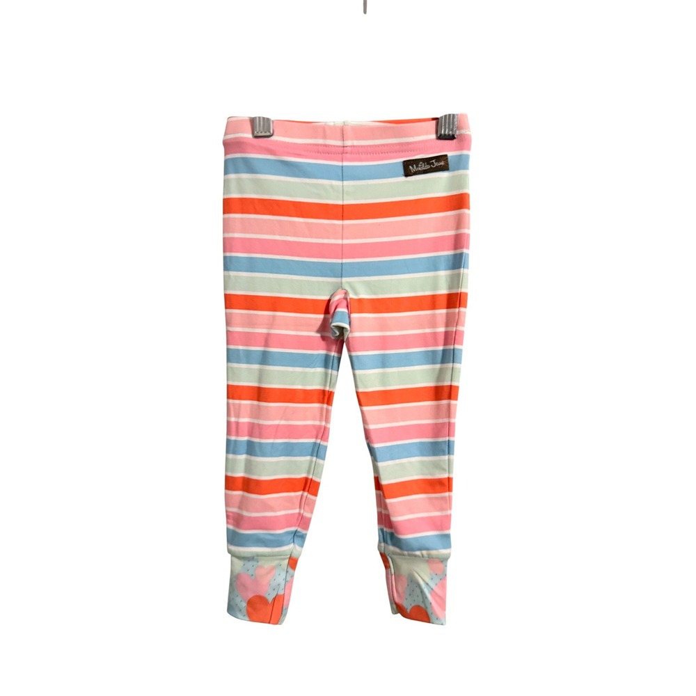 Matilda Jane Leggings Girls Size 2 Multicolor Striped Elastic Waist Cuffs